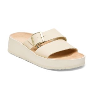 Almina Exquisite Platform Wedge Ecru Smooth Leather