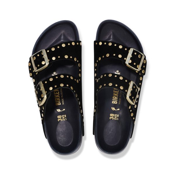 Arizona Exquisite Rivets Black Suede Leather