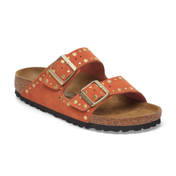 Arizona Rivet Dark Rust Suede Leather