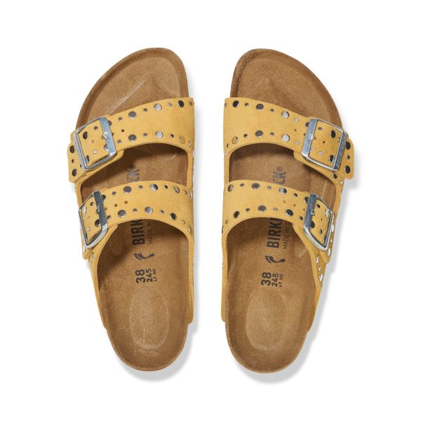 Arizona Rivet Ochre Suede Leather