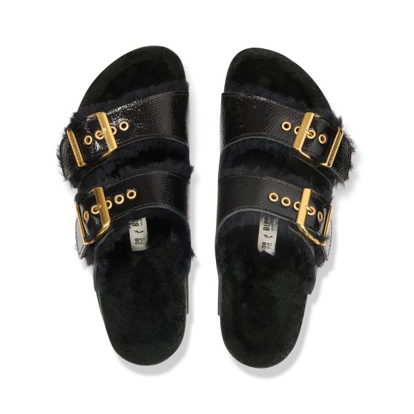 Arizona Shearling Naplak Black Natural Leather Patent/Shearling