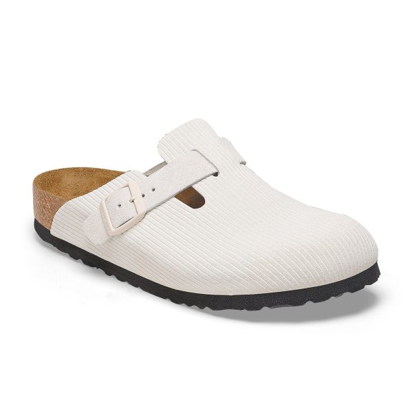 Boston Corduroy Antique White Embossed Suede Leather