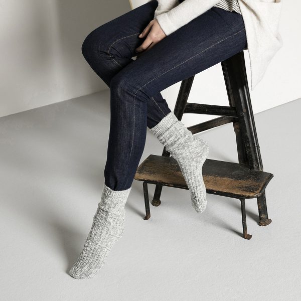 Cotton Slub Sock Grey White