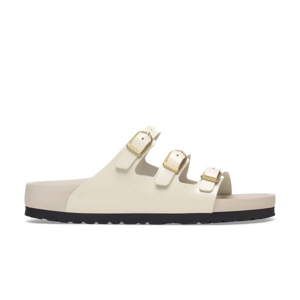 Florida D-Buckle Exquisite High Shine Ecru Natural Leather Patent