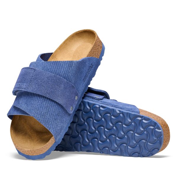 Kyoto Corduroy Indigo Embossed Suede Leather