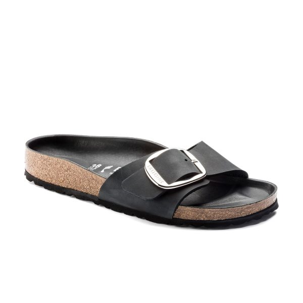 Madrid Big Buckle Black Oiled Leather
