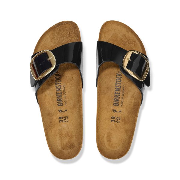 Madrid Big Buckle Patent Black/Gold Birko-Flor