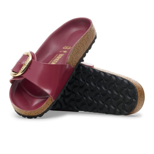 Madrid Hammered Big Buckle High Shine Zinfandel Natural Leather Patent