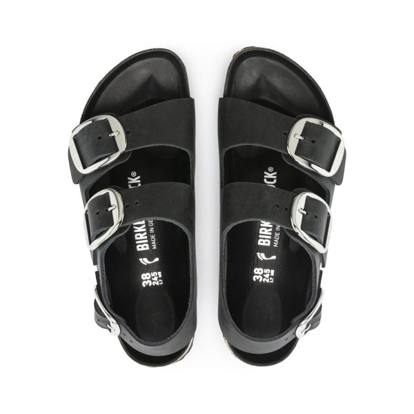 Milano Big Buckle Black Oiled Leather