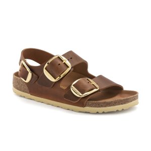 Milano Big Buckle Cognac Oiled Leather