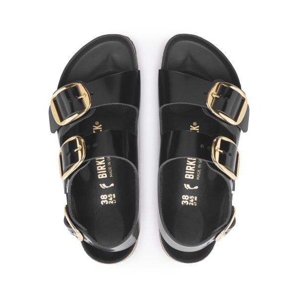 Milano Big Buckle High Shine Black Natural Leather Patent