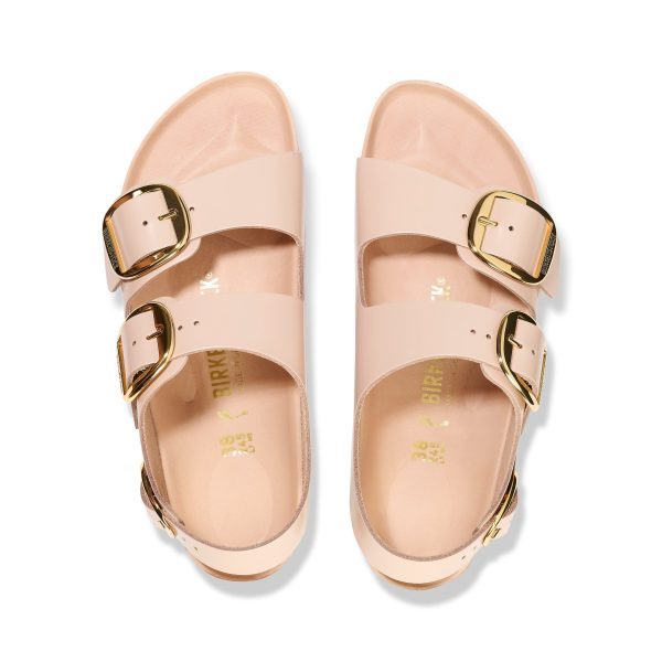 Milano Big Buckle High Shine New Beige Natural Leather Patent