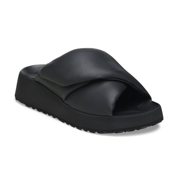 Theda Cross Strap Black Smooth Leather