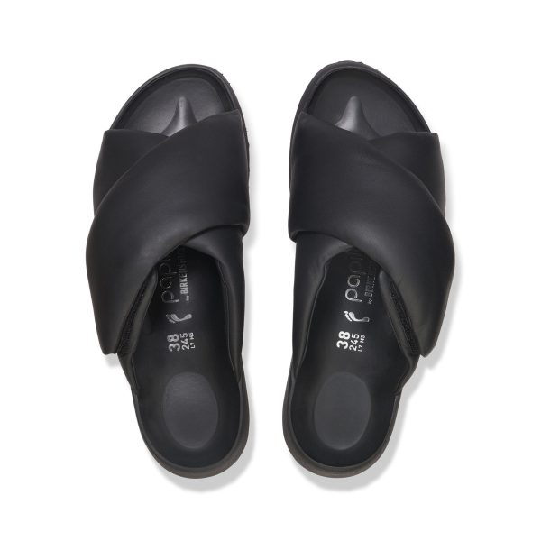 Theda Cross Strap Black Smooth Leather