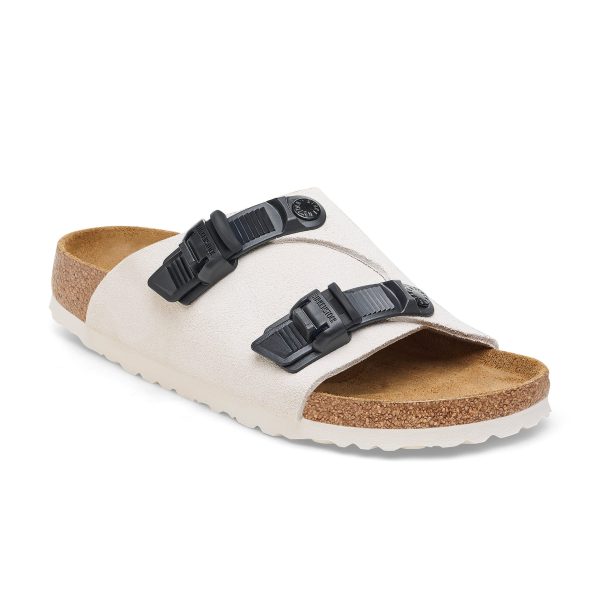 Zurich Tech Antique White Suede Leather